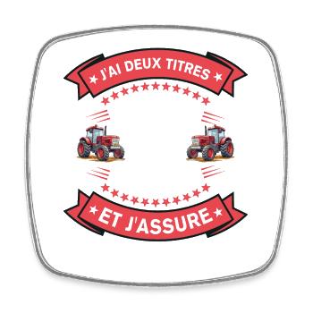 Deux Titres Papa Et Agriculteur Cadeau Humour - Magnet carré - blanc - Devant