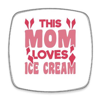 Maman crème glacée - Magnet carré - blanc - Devant