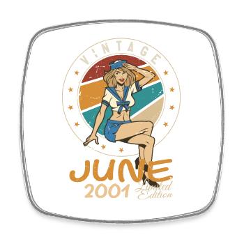 Vintage 2001 - Born In June 2001 - Square fridge magnet - white - Front