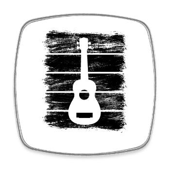 Ukulele sketch - Square fridge magnet - white - Front