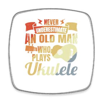 Ukulele Großvater - Viereckiger Kühlschrankmagnet - Weiß - Vorne