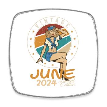 Vintage 2024 - Born In June 2024 - Square fridge magnet - white - Front