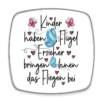 Erzieher Danke - Kinder haben Flügel - Viereckiger Kühlschrankmagnet - Weiß - Vorne