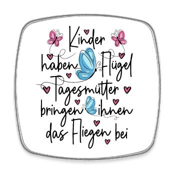 Tagesmutter Danke - Kinder haben Flügel  - Viereckiger Kühlschrankmagnet - Weiß - Vorne
