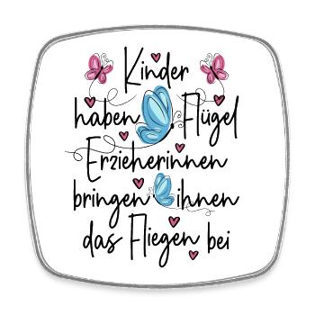 Erzieherin Danke - Kinder haben Flügel  - Viereckiger Kühlschrankmagnet - Weiß - Vorne