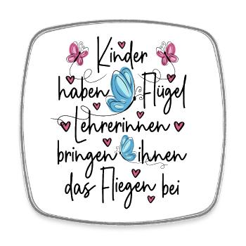  Lehrerin Grundschule Danke - Kinder haben Flügel - Viereckiger Kühlschrankmagnet - Weiß - Vorne