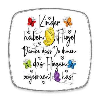Kita Abschied Danke - Kinder haben Flügel  - Viereckiger Kühlschrankmagnet - Weiß - Vorne