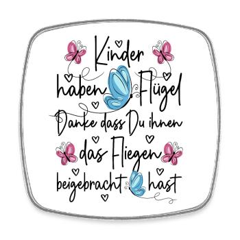 Kita Abschied - Kinder haben Flügel - Viereckiger Kühlschrankmagnet - Weiß - Vorne