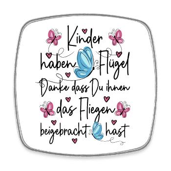 Kita Abschied - Kinder haben Flügel - Viereckiger Kühlschrankmagnet - Weiß - Vorne
