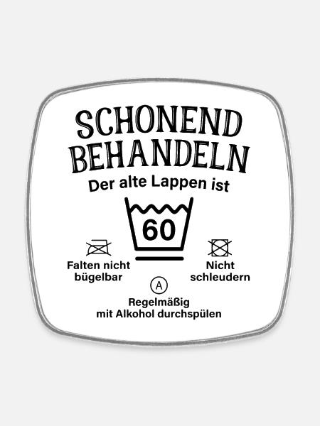 60. Geburtstag Schonend Behandeln Alte Lappen 60 - Viereckiger Kühlschrankmagnet - Weiß
