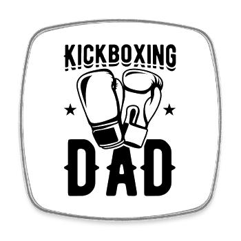 Kickboxer Papa - Viereckiger Kühlschrankmagnet - Weiß - Vorne