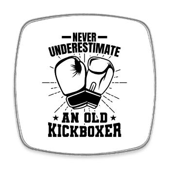 Kickboxer Opa - Viereckiger Kühlschrankmagnet - Weiß - Vorne
