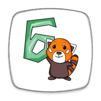 6. Geburtstag Motiv Roter Panda - sechs Jahre alt - Viereckiger Kühlschrankmagnet - Weiß - Vorne