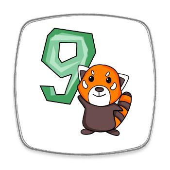 9. Geburtstag Motiv Roter Panda - neun Jahre alt - Viereckiger Kühlschrankmagnet - Weiß - Vorne