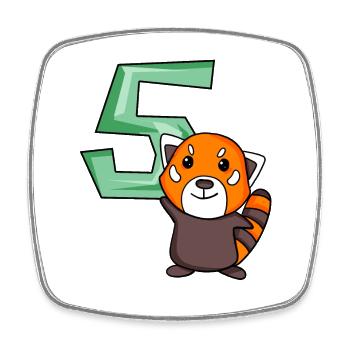 5th Birthday Motif Red Panda - five years old - Square fridge magnet - white - Front