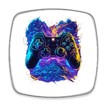 Neonfarben Graffiti Gaming Controller - Viereckiger Kühlschrankmagnet - Weiß - Vorne