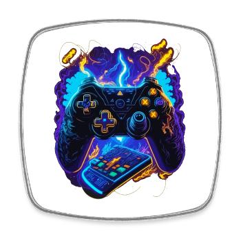 Cyber Gaming Controller - Viereckiger Kühlschrankmagnet - Weiß - Vorne