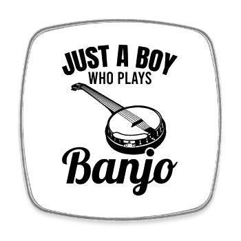 Just a boy playing the banjo - Square fridge magnet - white - Front