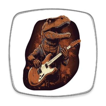 Dinosaure avec guitare pour musiciens - Magnet carré - blanc - Devant