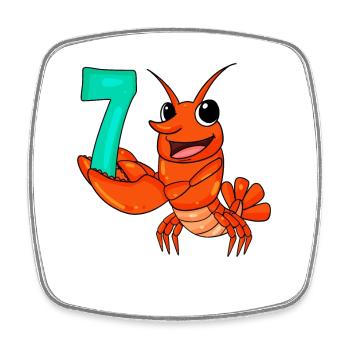 7th Birthday Motif Lobster - seven years - Square fridge magnet - white - Front