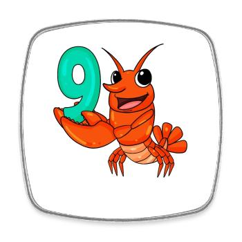 Homard à motif 9e anniversaire - Neuf ans - Magnet carré - blanc - Devant