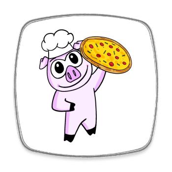 pizza maker pizza chef porc italie - Magnet carré - blanc - Devant