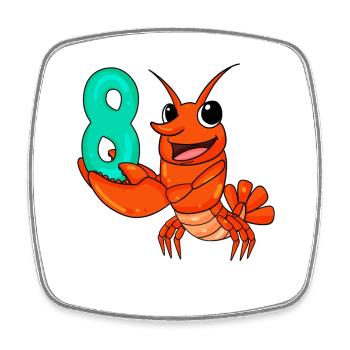 Homard motif 8e anniversaire - huit ans - Magnet carré - blanc - Devant