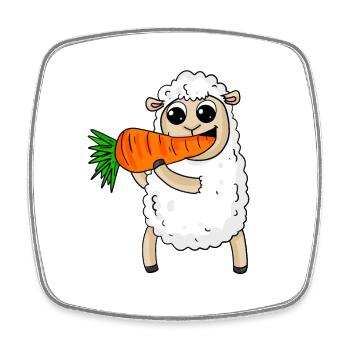 Le mouton mange la carotte - Magnet carré - blanc - Devant