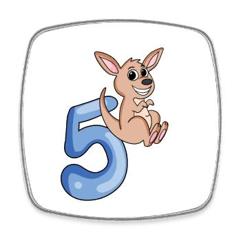 5th birthday motif kangaroo - five years - Square fridge magnet - white - Front