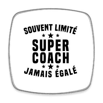Super coach imité humour cadeau entraîneur drôle - Magnet carré - blanc - Devant