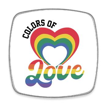 Colors Of Love Regenbogen Herz - Viereckiger Kühlschrankmagnet - Weiß - Vorne