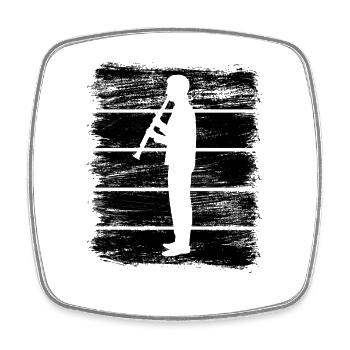 Dessin clarinettiste - Magnet carré - blanc - Devant