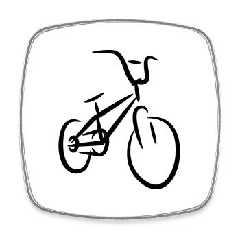 Dessin de vélo BMX - Magnet carré - blanc - Devant