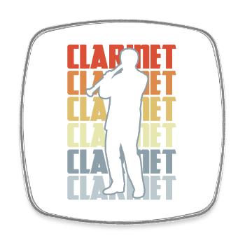 Clarinette vintage - Magnet carré - blanc - Devant