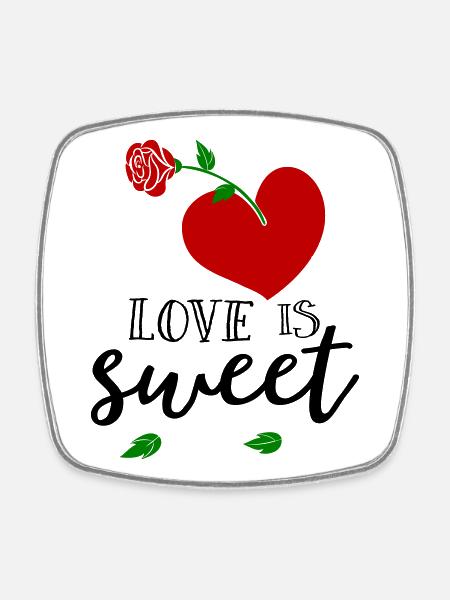 Love is sweet, Herz - Viereckiger Kühlschrankmagnet - Weiß