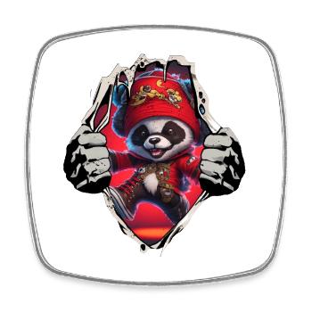 Panda pirate under the shirt - Square fridge magnet - white - Front