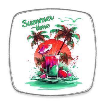 Summer Time Cocktail Beach Retreat - Square fridge magnet - white - Front