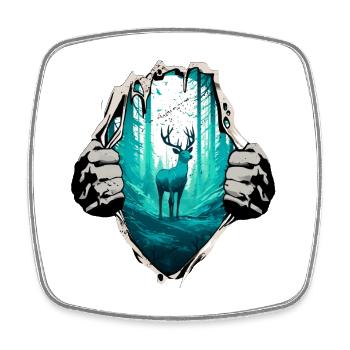 Cerf et forêt sous la chemise - Magnet carré - blanc - Devant