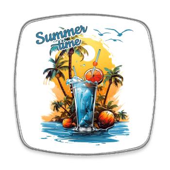 Summer Time Cocktail Beach Retreat - Square fridge magnet - white - Front