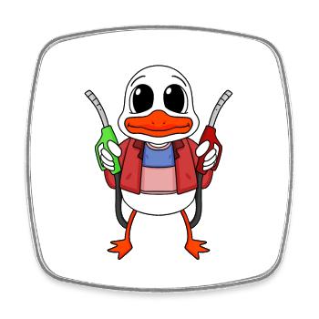 Gas station attendant Duck gas station - Square fridge magnet - white - Front