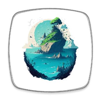 Imaginative Asian island landscape - Square fridge magnet - white - Front