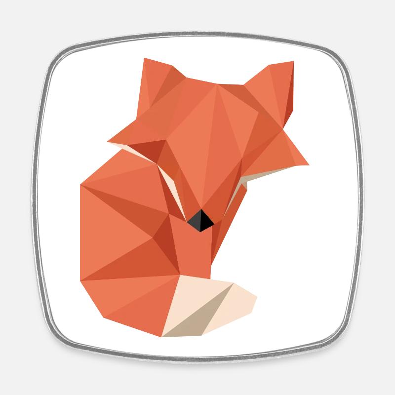origami fox - Viereckiger Kühlschrankmagnet - Weiß