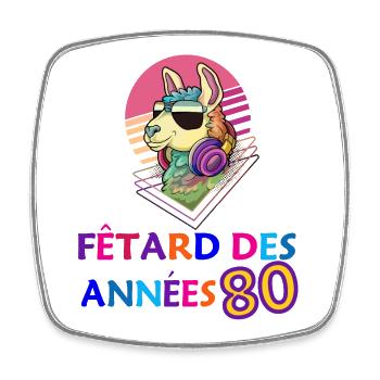 Lama Fêtard des 80's année anniversaire groove - Magnet carré - blanc - Devant