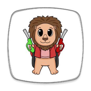 Gas station attendant Löwe petrol station - Square fridge magnet - white - Front