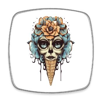 Blumen-Totenkopf Eistüte Design - Square fridge magnet - white - Front
