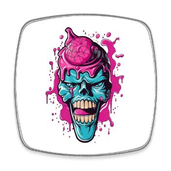 Bunter Totenkopf mit Acryl-Design - Viereckiger Kühlschrankmagnet - Weiß - Vorne