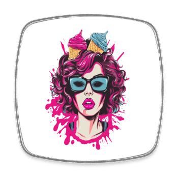 Vibrant Pop Art Comics Sister - Magnet carré - blanc - Devant
