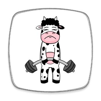 Kuh Fitness Motivation Gym Geschenk - Viereckiger Kühlschrankmagnet - Weiß - Vorne