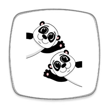 Niedliche Pandas - Viereckiger Kühlschrankmagnet - Weiß - Vorne