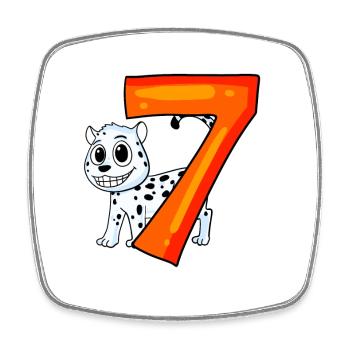 7e anniversaire Motif Léopard des neiges - Sept ans - Magnet carré - blanc - Devant
